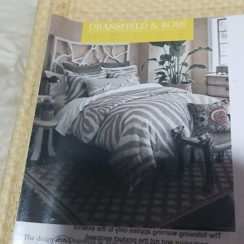NWT Dransfield & Ross Zebra Bedding Collection Euro Shams - Set of 2 - 26